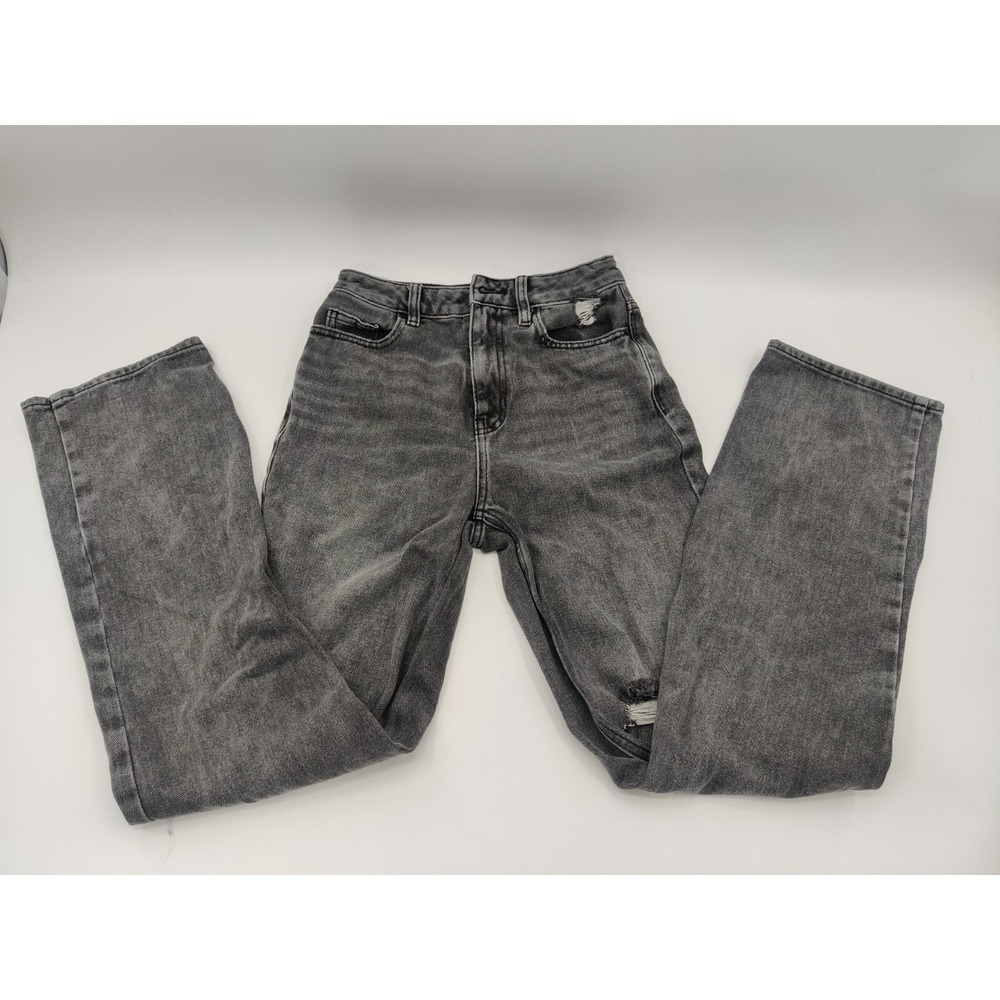 Hollister 90s Boyfriend Jeans 25 Washed Gray Distressed High Rise Straight Leg